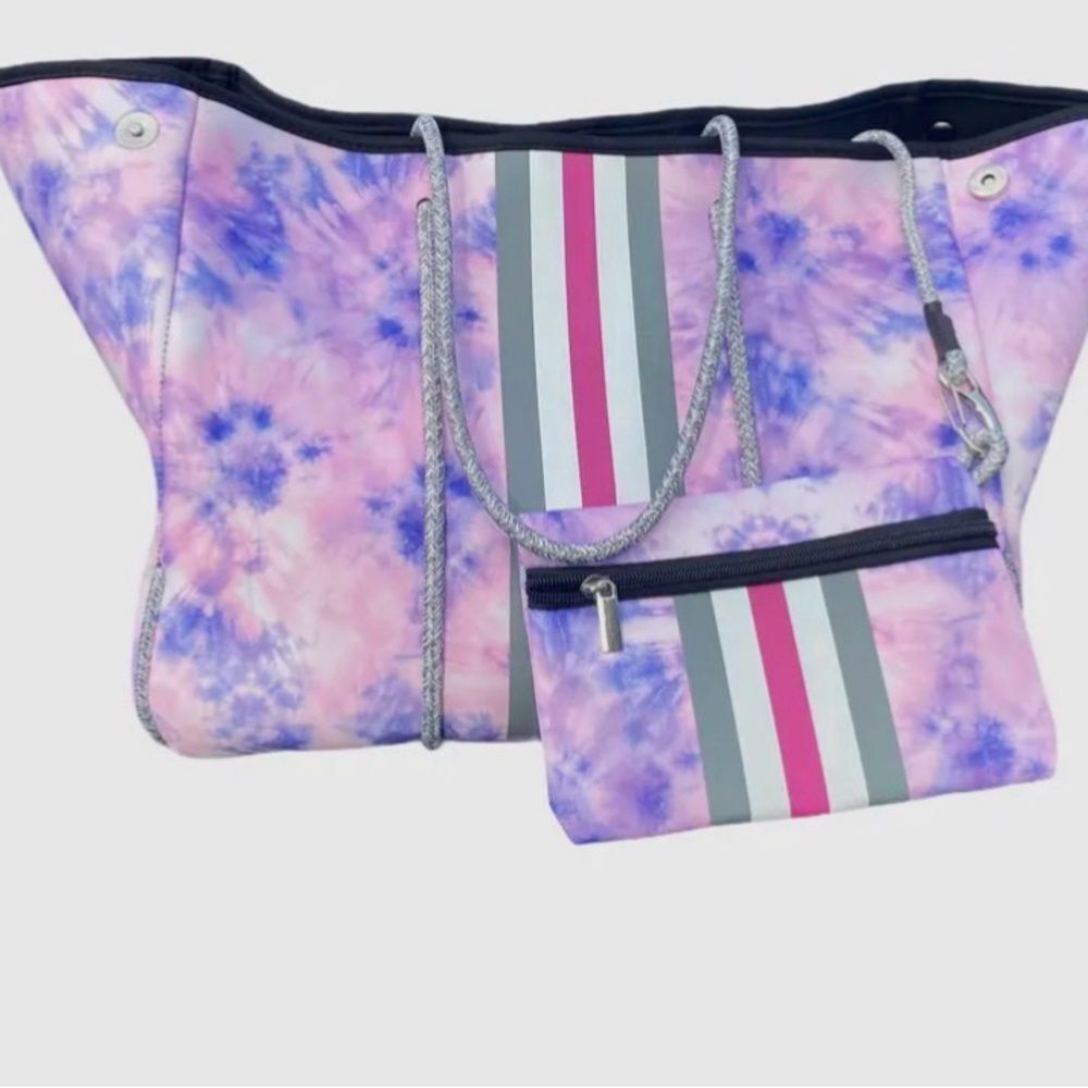 Stylish Pink and Purple Tie-Dye Women's Bag Set